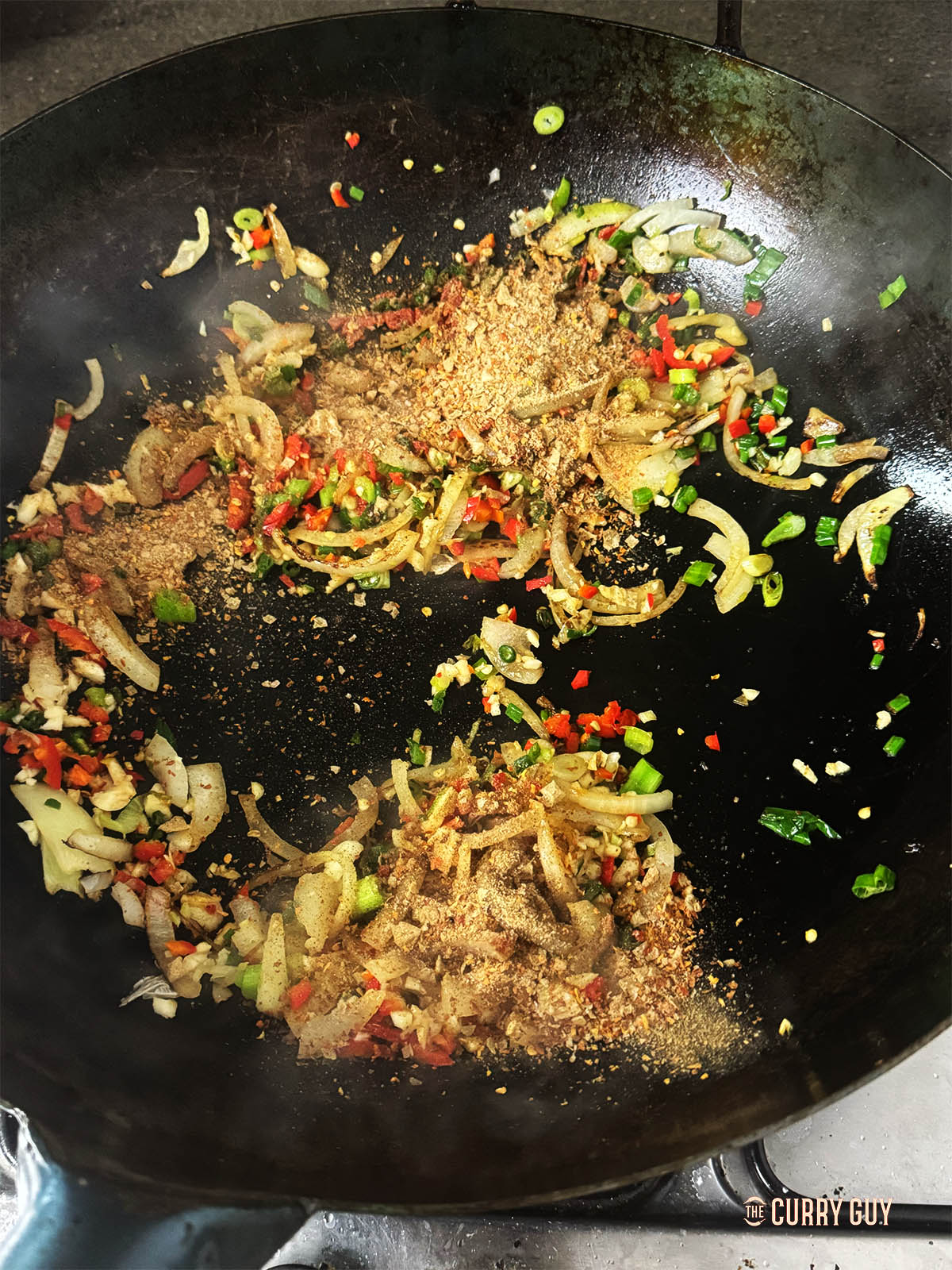 Adding the salt and pepper seasoning mix.